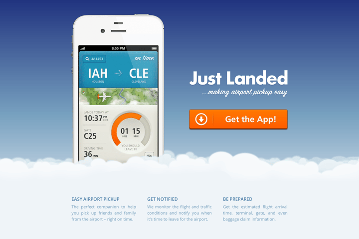 Just Landed website preview